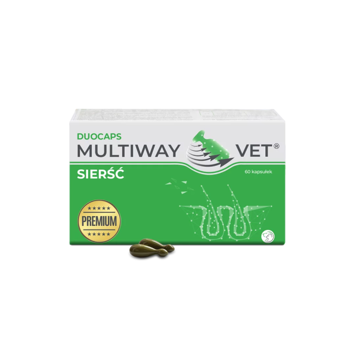 MULTIWAY VET Sierść, 60 kapsułek twist-off – Suplement na Skórę i Lśniącą Sierść dla psa i kota