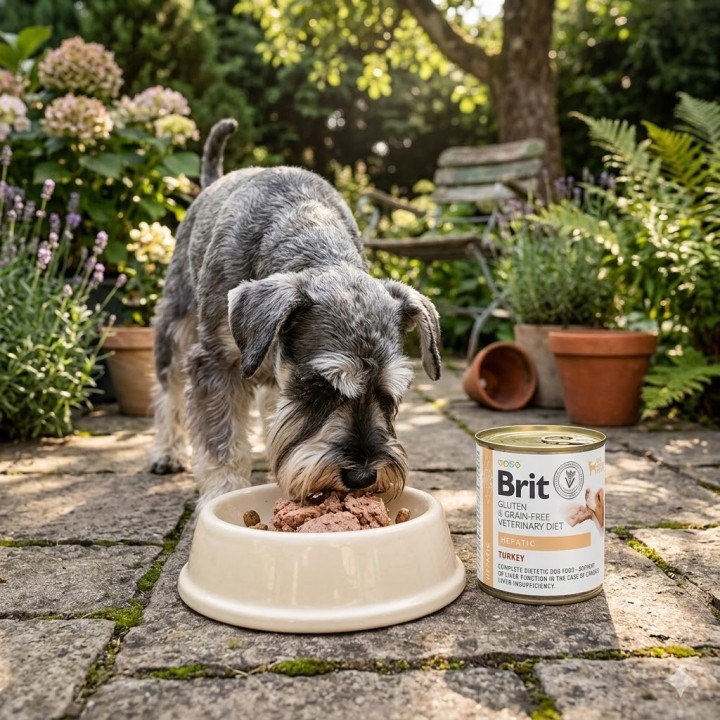 Karma Hepatic dla psa, puszka – Brit Veterinary Diet Dog indyk z groszkiem