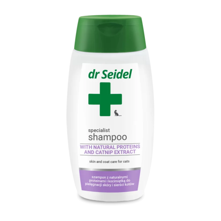 Dr Seidel Szampon dla kota 220ml – Proteinowy szampon z kocimiętką dla lśniącej sierści