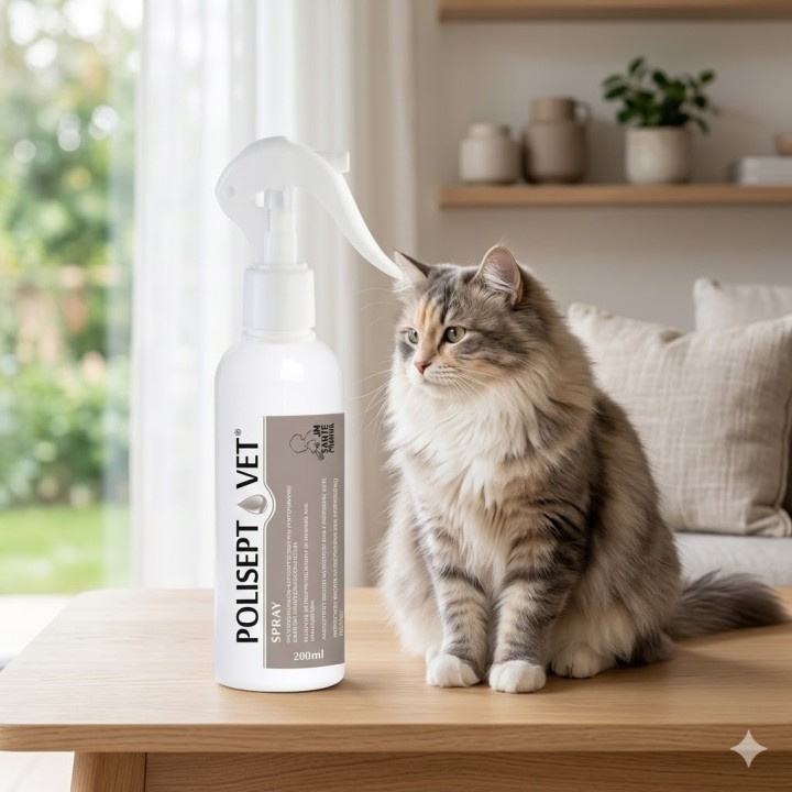 POLISEPT VET Spray – Specjalistyczny preparat na rany, odleżyny i oparzenia dla psów i kotów