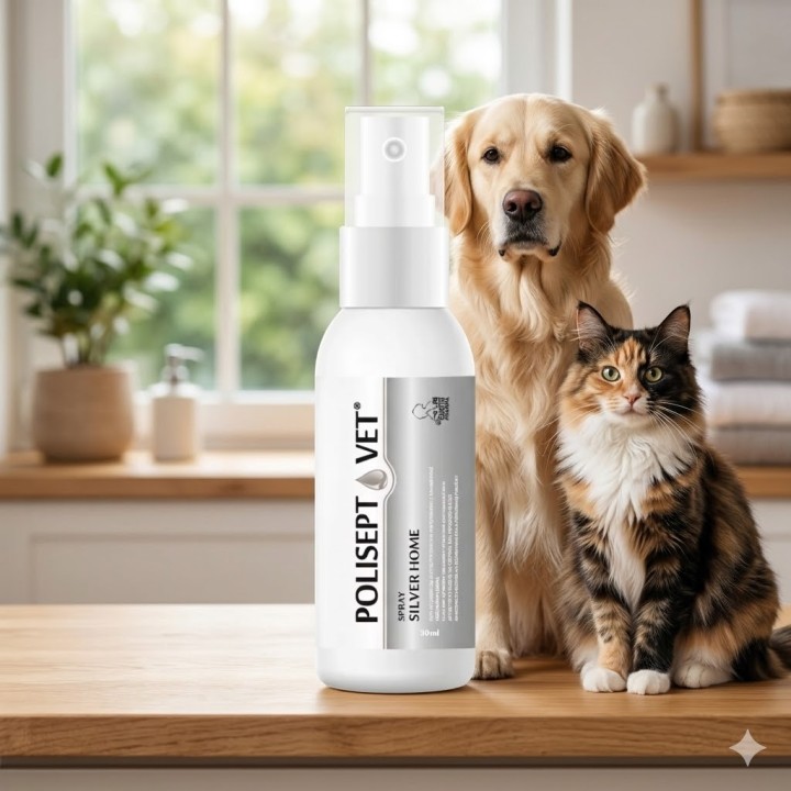 POLISEPT VET Spray Silver Home  – Spray na rany dla psa i kota ze srebrem koloidalnym