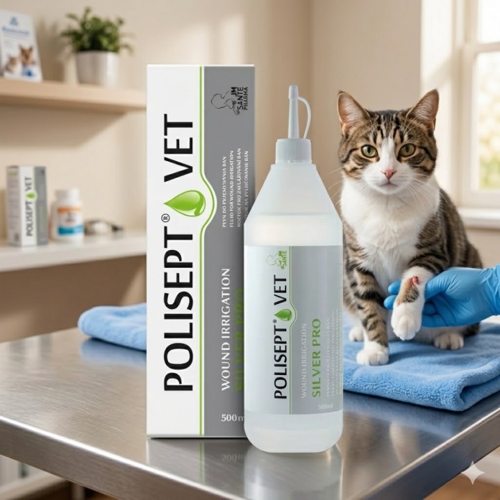 POLISEPT VET Wound Irrigation Silver Pro 500ml – Roztwór ze srebrem na rany u psa i kota