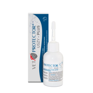 VET PROTECTOR USZY PLUS – Specjalistyczny płyn do czyszczenia i higieny uszu psa i kota