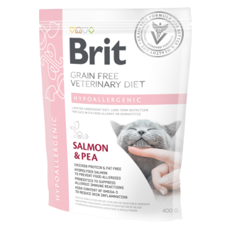Karma hipoalergiczna dla kota, sucha – Brit Veterinary Diets Cat Grain-free Hypoallergenic, łosoś i groch