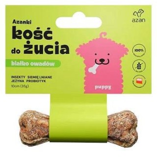 Azanki Kość do żucia PUPPY z białkiem owadów, siemieniem lnianym, jeżyną i probiotykiem 10 cm