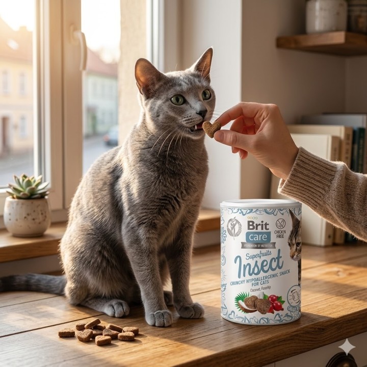 Brit Care Cat Superfruits Insect 100g – Hypoalergiczne przysmaki dla kota z owadami