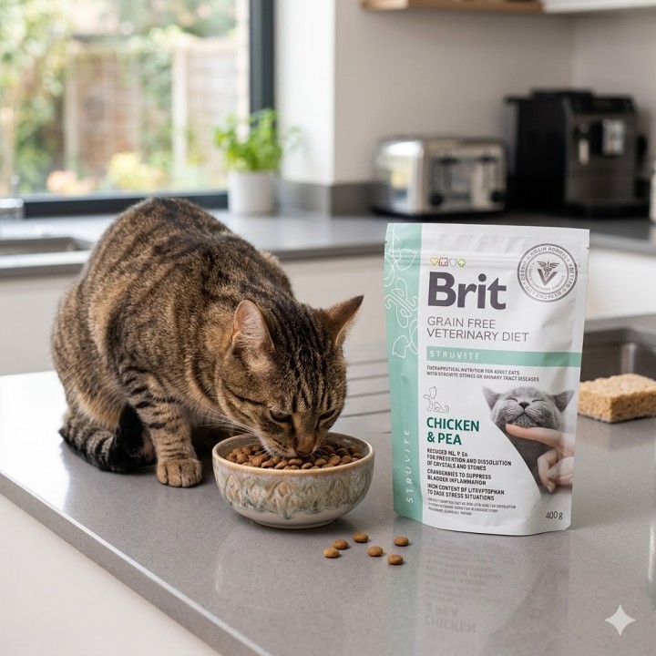 Karma dla kota na struwity, sucha – Brit Veterinary Diets Cat Grain-free Struvite, kurczak i groszek
