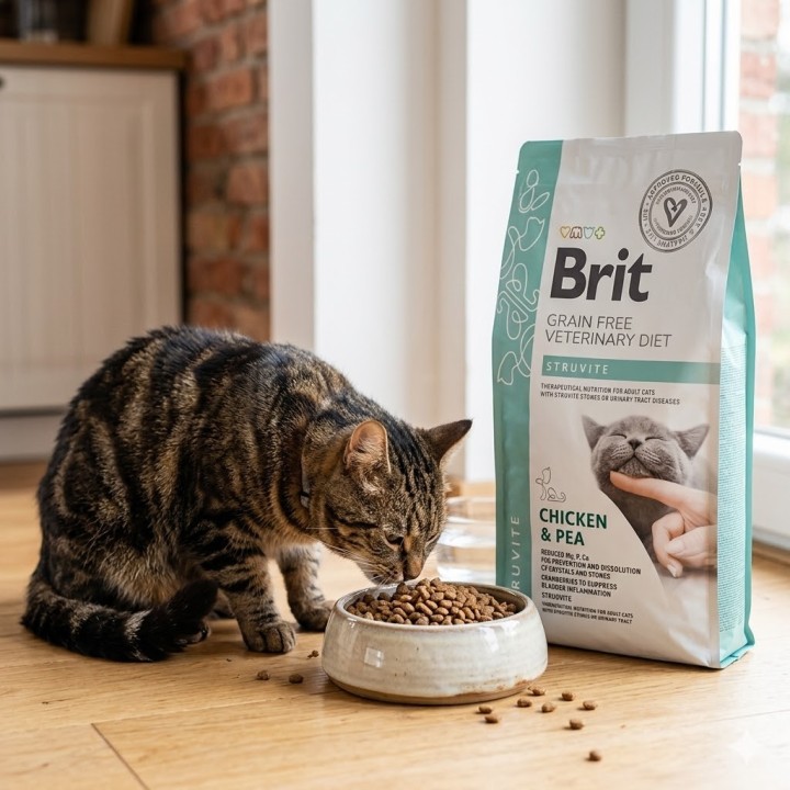 Karma dla kota na struwity, sucha – Brit Veterinary Diets Cat Grain-free Struvite, kurczak i groszek