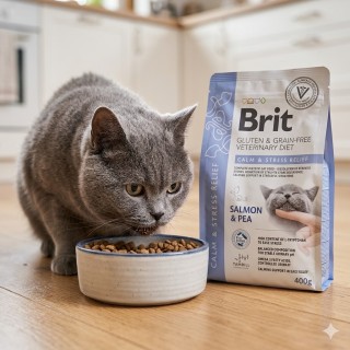 Karma dla kota stresowego, uspokajająca, sucha – Brit Veterinary Diet Cat Calm & Stress Relief, łosoś i groch