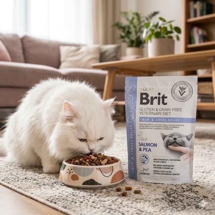 Karma dla kota stresowego, uspokajająca, sucha – Brit Veterinary Diet Cat Calm & Stress Relief, łosoś i groch